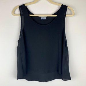 ABBELINE Basic Black Sheer‎ Crop Top Sz m